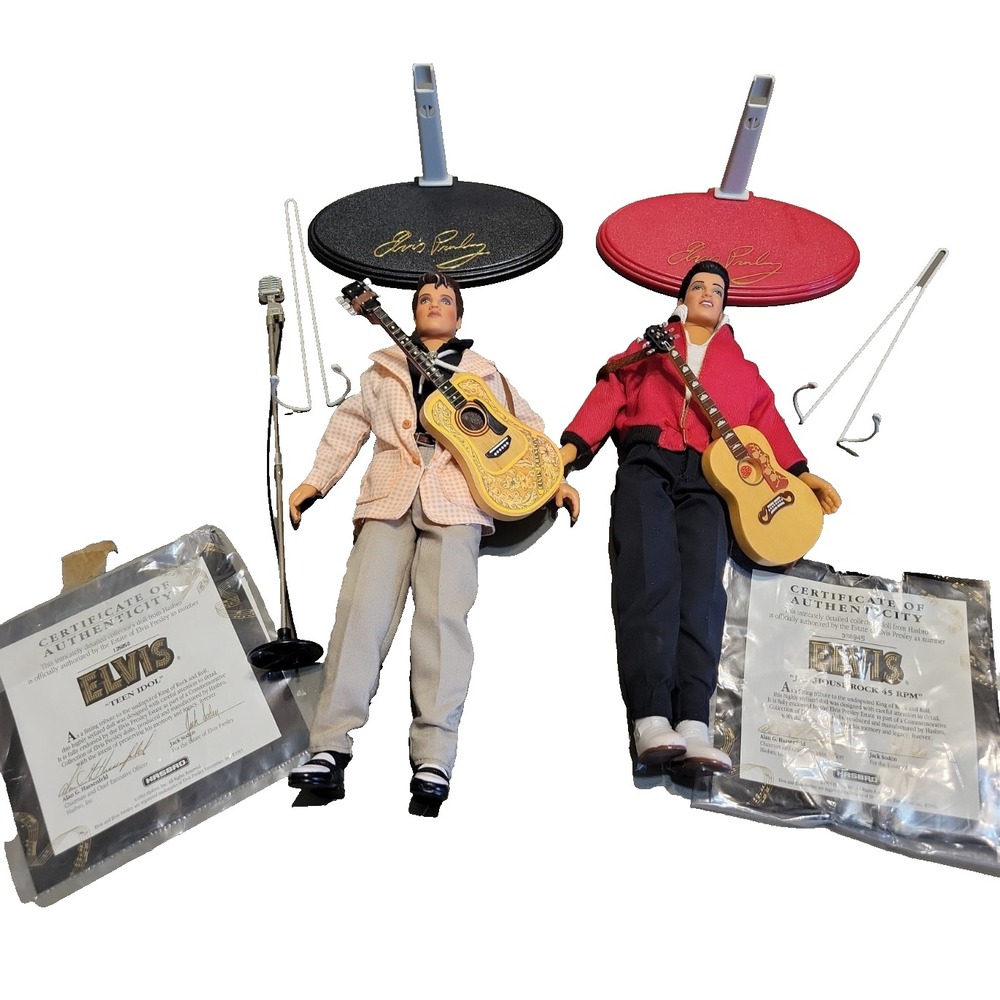 Hasbro Elvis Presley 12in Doll Teen Idol Jailhouse Rock Lot Of 2 w/ accessories